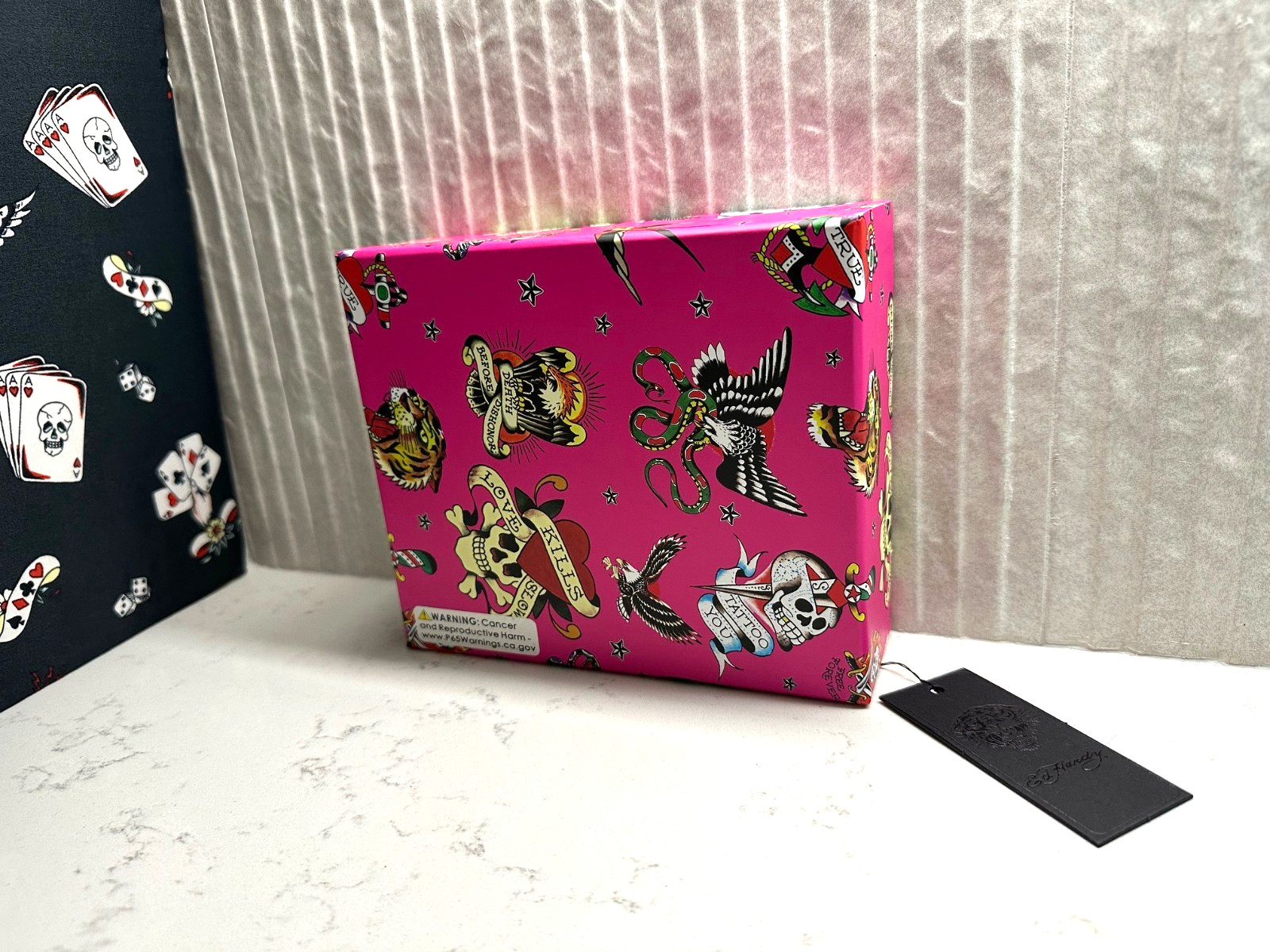 ED HARDY Gift Set Heart Skull Micro RARE! Crossbody Wallet Purse & Key Ring