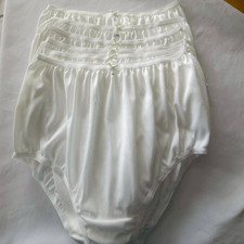 6pc Big Underwear Granny panties Soft Nylon Briefs Woman Mans Waist 40"-45"White