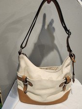 GIANI BERNINI borsa a tracolla hobo colorblock ecopelle ciottoli marrone avorio