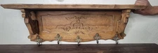 Hand Carved Wood French Victorian Oak Coat Hat Kitchen Antique Ornate Rack XL