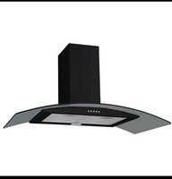 electriQ 90cm Curved Glass Island Cooker Hood Black