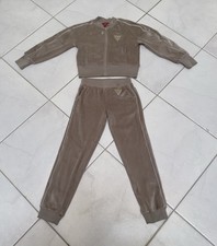Y2K GUESS Beige Girl&rsquo;s Tracksuit Jacket & Pants Size 10, Zip, Pockets, Collared