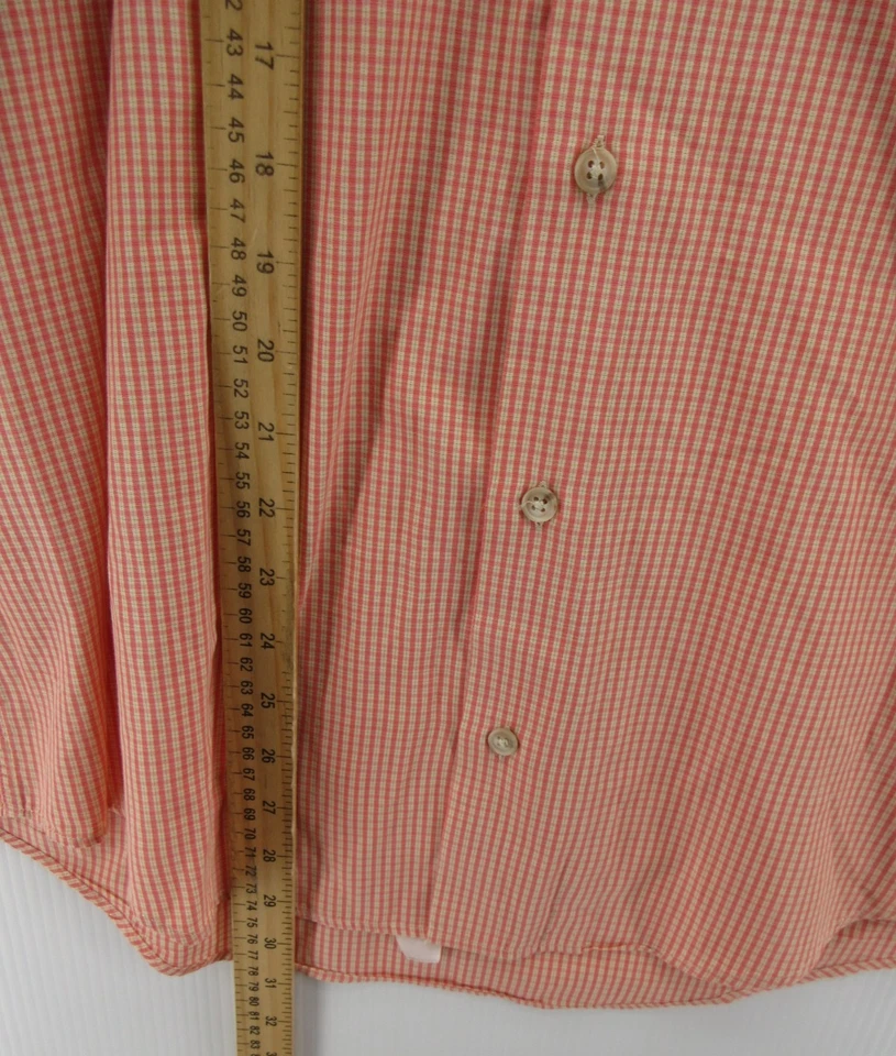 VINTAGE Paul Stuart Shirt Men Medium Orange Button Down Gingham Plaid Italy - Image 4 of 4