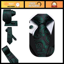 Silk Paisley Floral Striped Necktie Set with Handkerchief  Cufflinks for Men