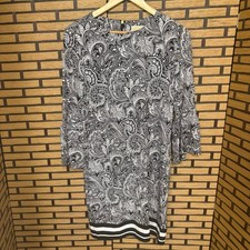 Michael Michael Kors Black And White‎ Paisley Ruffle Sleeve Dress Size Small