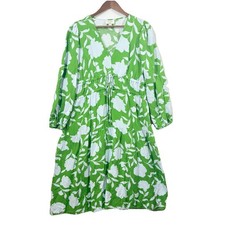 Kate Spade New York x Target Womens Rose Linen Midi Dress Green/Blue Garden XL