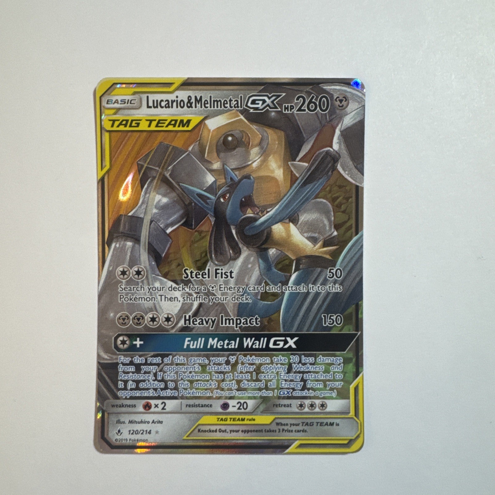 Lucario & Melmetal GX 120/214 Holo Tag Team Unbroken Bonds Pokémon TCG NM