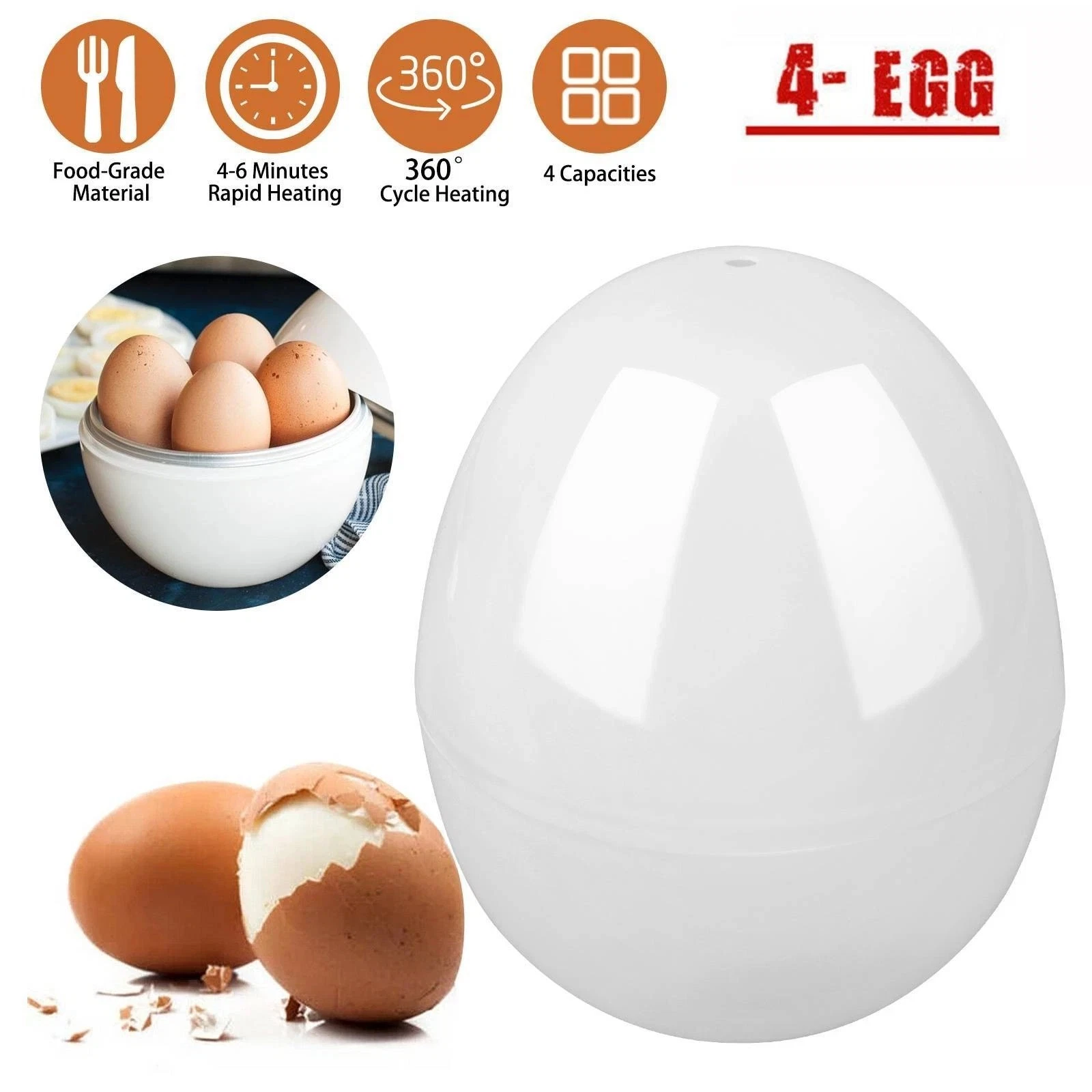 Egg Pod Microwave Oven Cooker Boiler 4 Eggs Steamer Hard Boiled Detached Shell
Opens in a new window