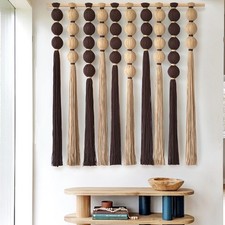 Macrame Wall Hanging Large Boho Wall Decor Natural Brown Khaki Sphericity Cot...