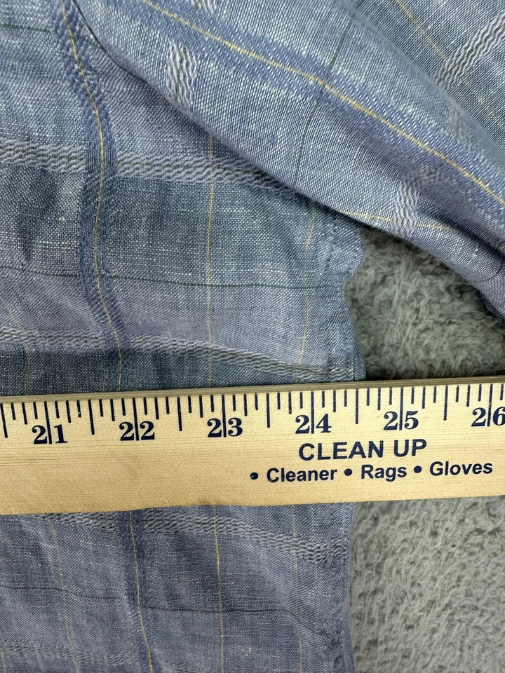 Camisa Grant Thomas Para Hombres XL Azul Lino Puro Abotonada Manga Larga Bolsillo Informal Foto 4 de 4