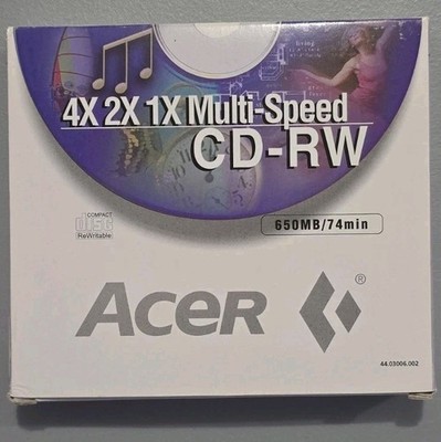 Vintage Acer CD-RW Disc   650MB / 74min   4X 2X 1X Multi-Speed   Sealed/New