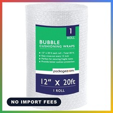 12 inch x 20 ft Bubble Cushioning Wrap, Perforated Every 12" Protective Packing