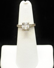 Sterling Silver Square Clear Gem Ring SZ 4.75 FMD513