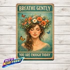 Be Kind Girl Flower Butterfly 8x12 Vintage Inspirational Metal Tin Sign
