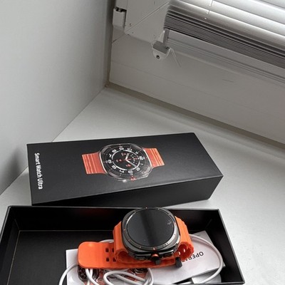 Smart Watch Ultra 47 mm Smartwatch Android/iOS orange Silikonband schwarz Box