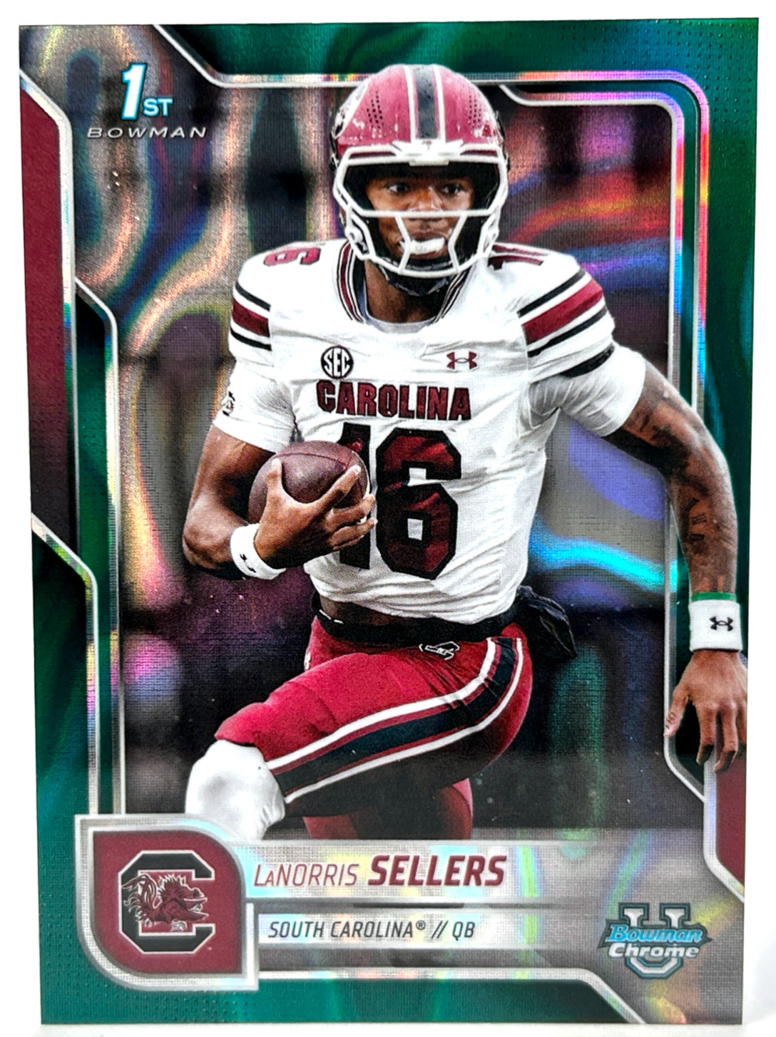 LANORRIS SELLERS 2025 Bowman Chrome University Football 1st Teal Lava