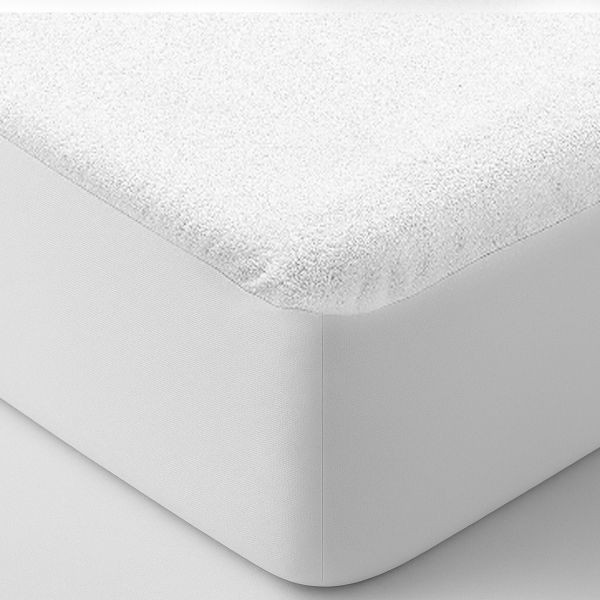 Protège-matelas 180x200 imperméable en coton bouclette blanc pour lit double