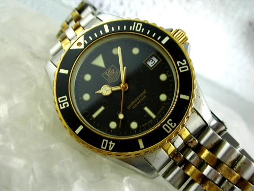 TAG HEUER 1000 professional 200m,MENS diver, 18k GOLD plated