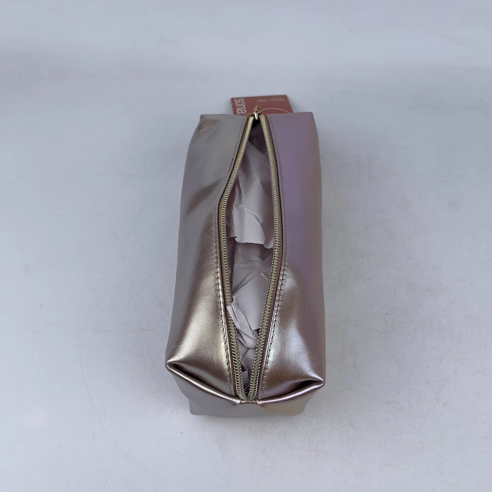 Estuche para lápices Sonia Kashuk bolsa con cremallera para mujer plateado Malitaic acabado dorado brillante Foto 3 de 4