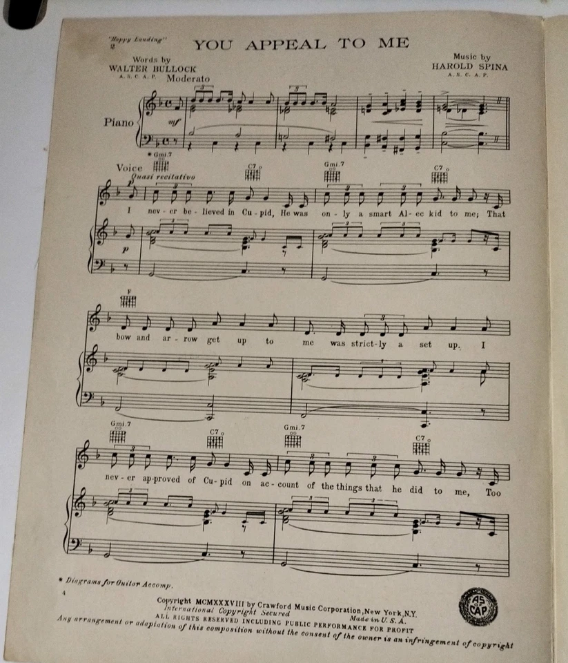 You Appeal To Me Happy Landing  Sheet Music Sonja Henie Don Ameche (F11) - Image 4 of 4