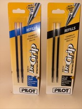 4 Pilot Dr. Grip Ball Point Pen Refill, 2 MED Black/2 MED Blue NOS