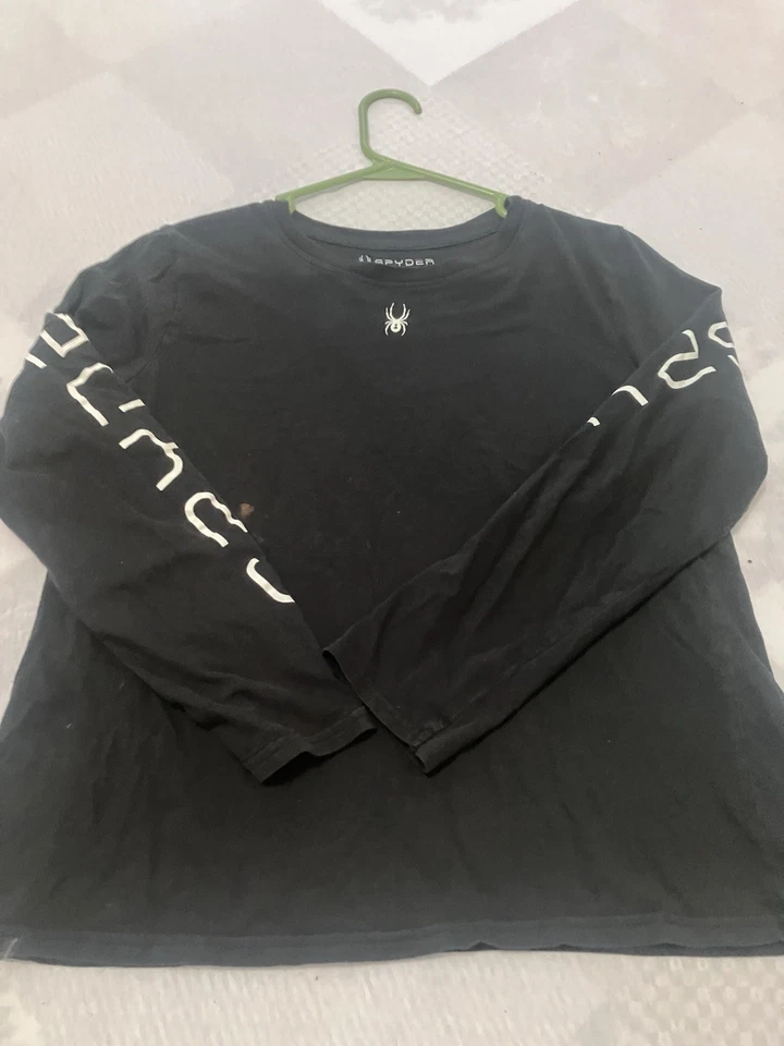 Lote de 2 Camisas Niños Talla Grande Araña Manga Larga Gris Negro Pocas Manchas de Blanqueamiento Foto 2 de 4