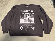 XL Hunter S Thompson DIY Screenprint Sweater, Printed on Vintage Champion gray