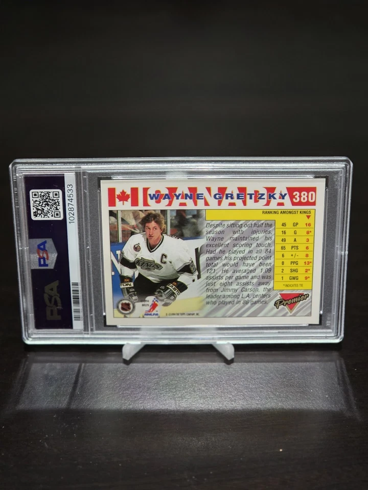1993 94 O-Pee-Chee Premier Wayne Gretzky Los Angeles Kings #380 PSA Grade 8 - Image 3 of 4
