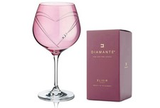 DIAMANTÉ PINK GLASS ‘HEARTS’ G&T Cocktail Wine Glasses with Swarovski Crystal 
