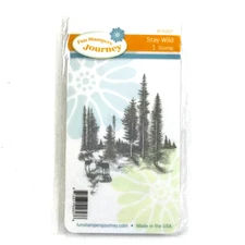 Fun Stampers Journey STAY WILD AT-0207 Rubber Cling Stamp Forest Wildlife
