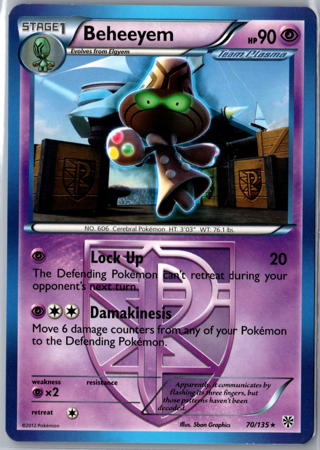 Beheeyem (Team Plasma) Rare Plasma Storm 70/135 LP