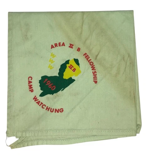 1960 Area II B Fellowship Camp Watchung (STAINED) Neckerchief GRN Bdr (LB3214)
