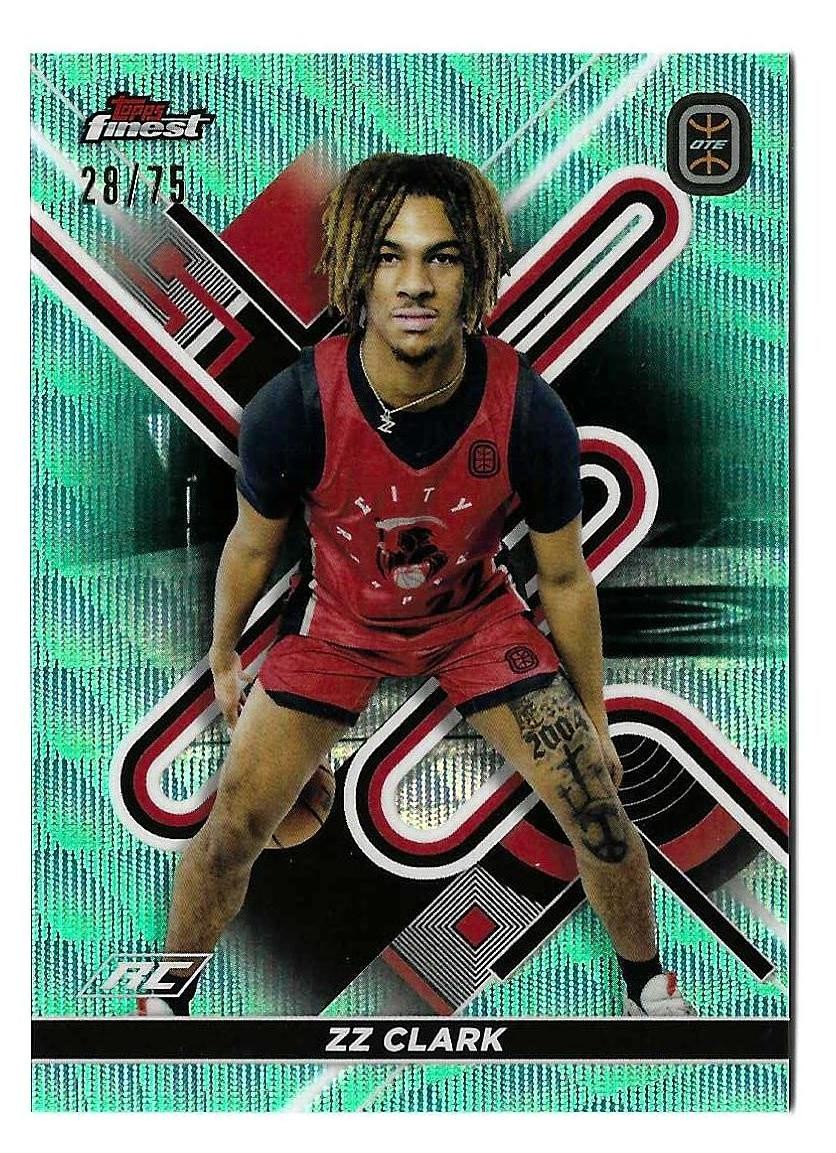 2022-23 ZZ Clark Topps Finest Overtime Elite Rookie Aqua Wave Refractor 28/75