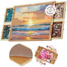 Durable Rotating 1000-Piece Puzzle Board with Storage and Protective Cover