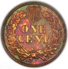 1891 Indian Head Proof Cent PCGS PR62RB OGH Rainbow Toned Reverse