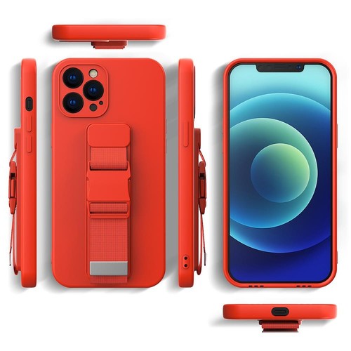Rope case żelowe etui ze smyczą łańcuszkiem torebka smycz Xiaomi Redmi 9 granato - Zdjęcie 2 z 12