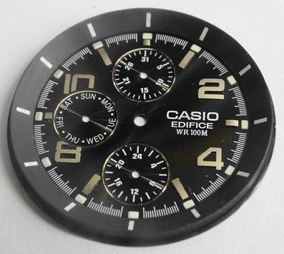 UHR ZIFFERBLATT DURCHMESSER 33,50mm CASIO EDIFICE WR 100M SCHWARZ
