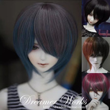 1/4 1/3 Straight Short Mix Colours Hair High-Temperature Fibre Wig Fit BJD Doll