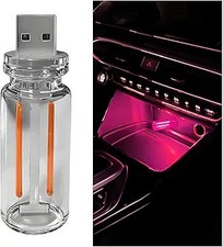 Car Retro Atmosphere Light, Mini Plug-in Touch Control USB Vehicle Color: Pink