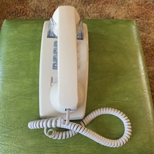 Vtg 80s 90s Y2K Wall Phone Push Button Tan Beige Corded Phone Cortelco Works