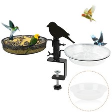 Deck Bird Feeders with Metal Tray and 2 Water Bowls, Detachable Adjustable He...