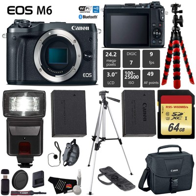 Canon EOS M6 Mirrorless Digital Camera (Black, Body Only)