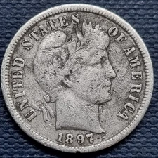 1897 S Barber Dime 10c Better Grade Details #93603