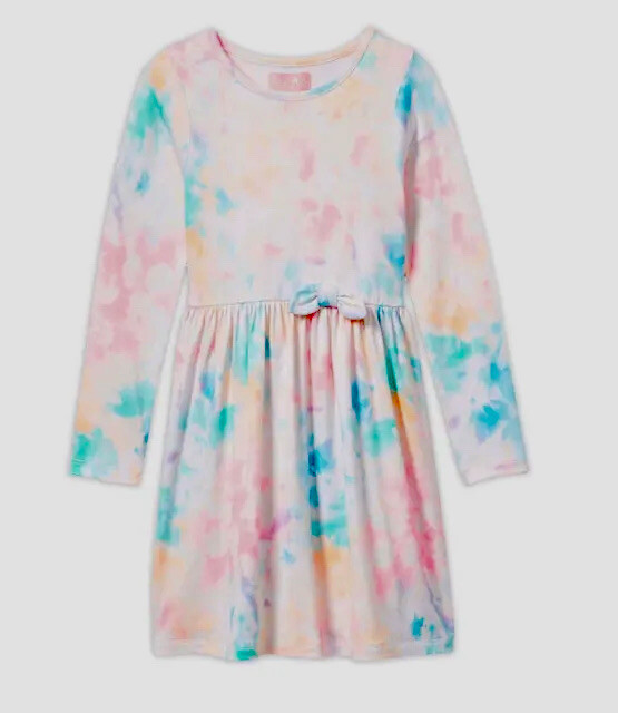 Freestyle Revolution Girls LS Tie Dye Dress With Matching Hair Tie Size 6X NWOT
