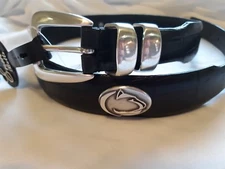 Men's Black Leather Belt with Penn State University Nittany Lions Conchos 30+