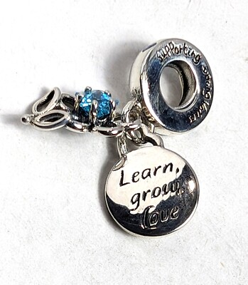 Authentic Pandora Charm, Blooming Flower Double Dangle UNICEF