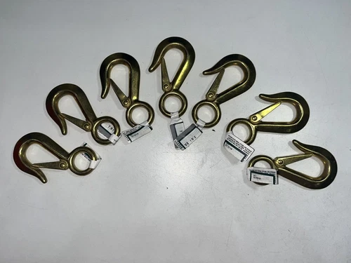 Hillman Hardware Essentials Round Fixed Eye Snap Hook Brass 3/4" Set of 7