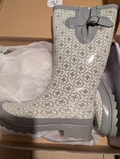 Women's Blazing Roxx Rain Boots New in the box. Gray white and blue.
