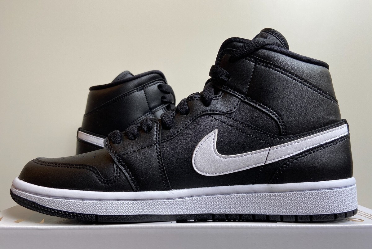 【NIKE】W AIR JORDAN 1 MID BLACK Nike Air Jordan 1 Mid Black White BQ6472-011 Women's Sz 5