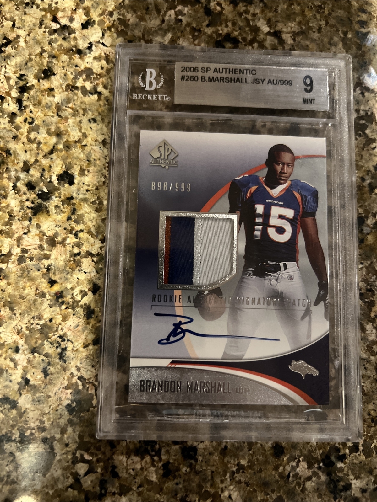 2006 SP Authentic - Rookie Authentic Signature Patch #260 Brandon Marshall /999